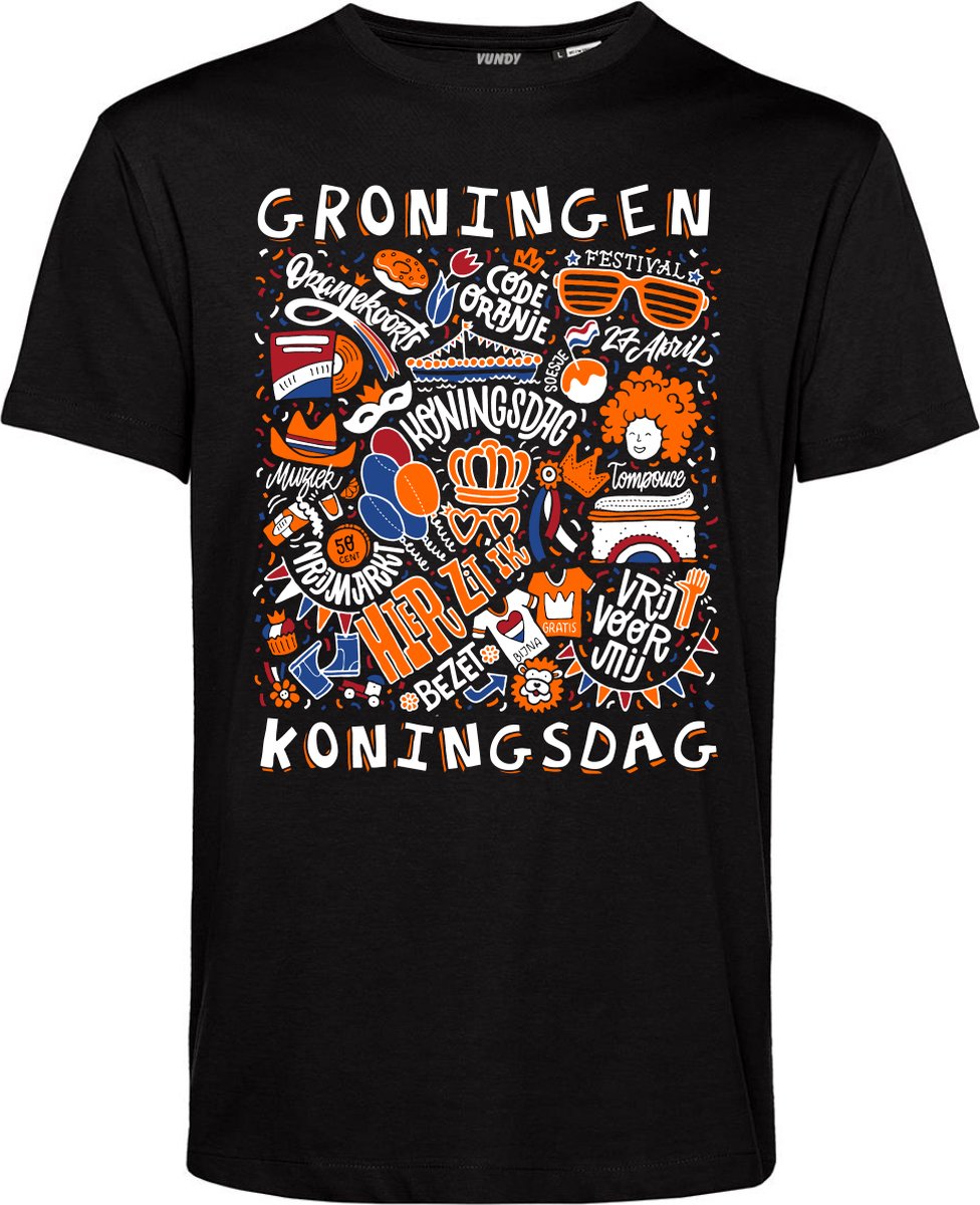 T-shirt Groningen Oranjekoorts | Zwart | maat XL